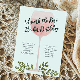 バラのワインの水彩画の誕生日パーティー 招待状