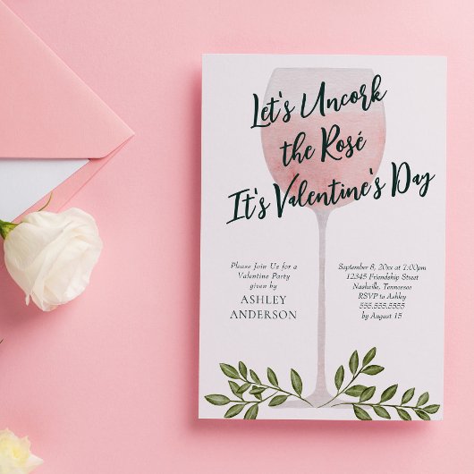 バラのワインバレンタインデーパーティーを開栓 招待状