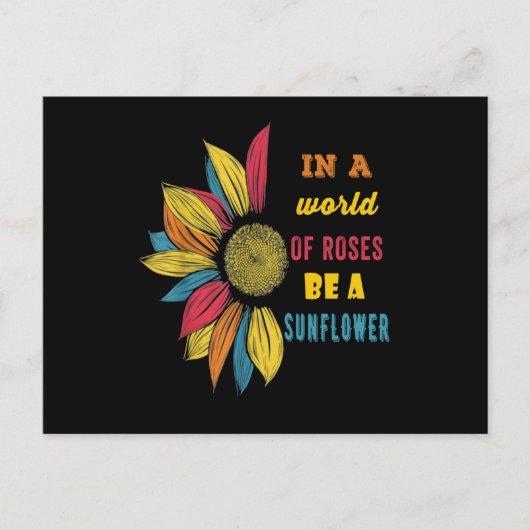 バラの世界ではヒマワリ ポストカード (正面)