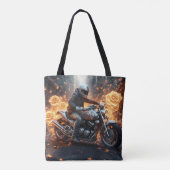 バラの中のオートバイ トートバッグ (裏面)