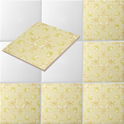 バラの中心がある花の輪の模様 タイル