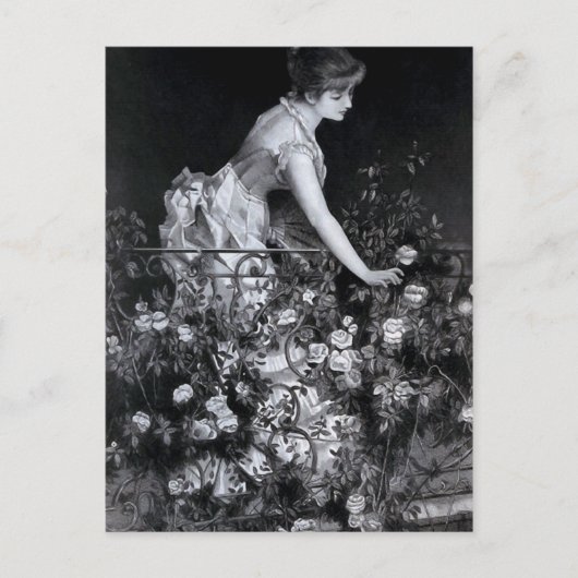 「バラの中」ヴィンテージイラストレーション ポストカード (正面)