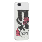 バラの例が付いているiphone 5のスカル iPhoneケース (裏面右)