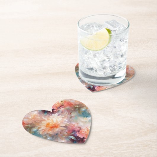 バラの優しいピンクとピーチとオレンジの花の香り ペーパーコースター (インサイチュ)