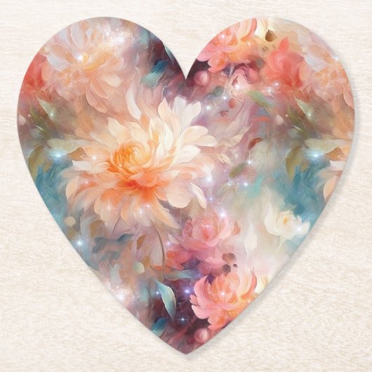 バラの優しいピンク オレンジの花の香り ペーパーコースター (正面)