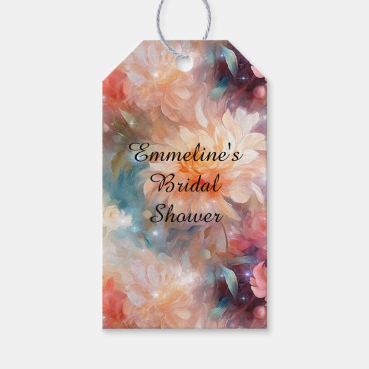 バラの優しいピンク オレンジ 花の香り ギフトタグ (正面)