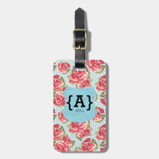 バラの名前と連絡情報のカスタマイズ ラゲッジタグ (正面縦)