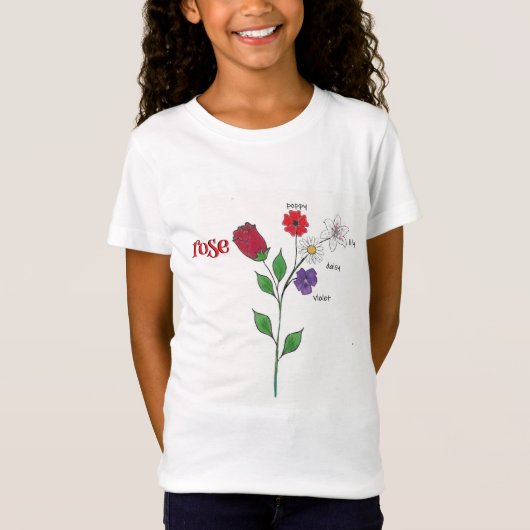 バラの名前の女の子のTシャツ Tシャツ (正面)