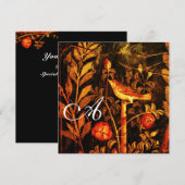 バラの夜ingaleのイニシャルマーク 赤 黒 黄 招待状 (正面/裏面)