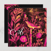 バラの夜ingaleのイニシャル、ピンク ブラック イエロー 招待状 (正面/裏面)