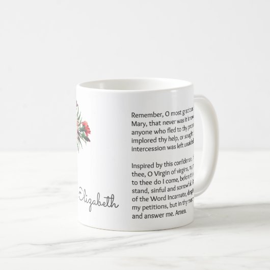 バラの宗教聖母マリアイエス・キリストMemorareの祈りの言葉 コーヒーマグカップ (正面右)