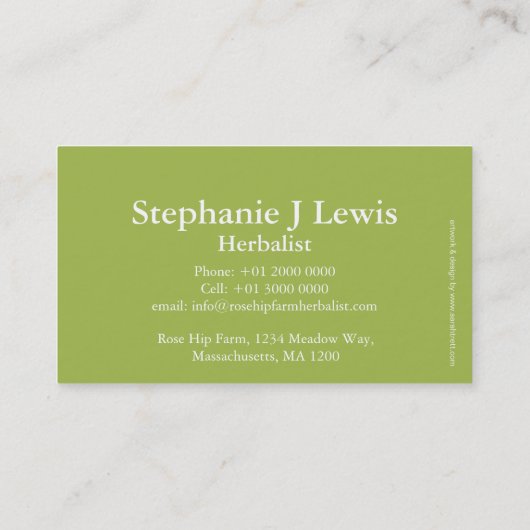 バラの実の漢方医の薬効がある名刺 名刺 (裏面)