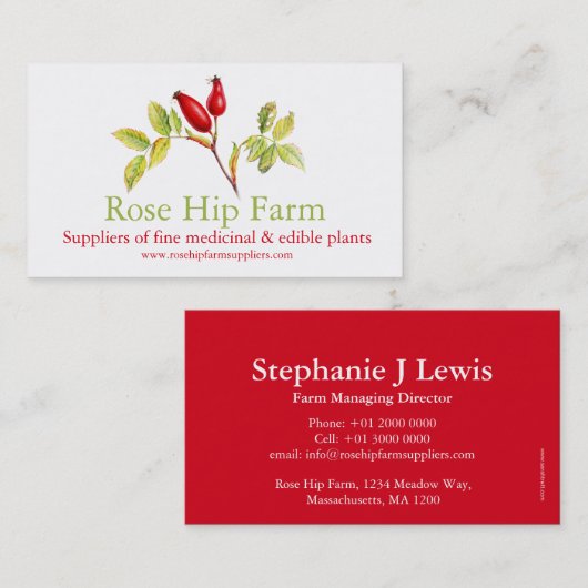 バラの実の草の農場の製造者の名刺 名刺 (正面/裏面)