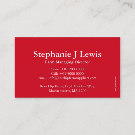 バラの実の草の農場の製造者の名刺 名刺 (裏面)