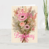 バラの春の花束 誕生日おめでとう カード (正面)