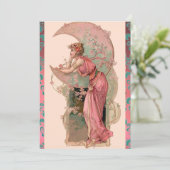 バラの月姫、ピンクと青のダマスクの花 招待状 (スタンド正面)