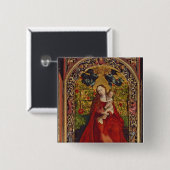 バラの木陰のマドンナ、1473年 缶バッジ (正面&裏面)