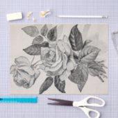 バラの枝旧式なプリント10" X 15"ティッシュペーパー 薄葉紙 (クラフト)