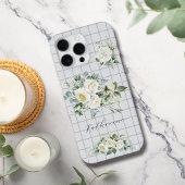 バラの格子柄のカスタム名入りiPhoneケース iPhoneケース
