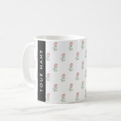 バラの模様 赤い薔薇 あなたの名前 コーヒーマグカップ (正面左)