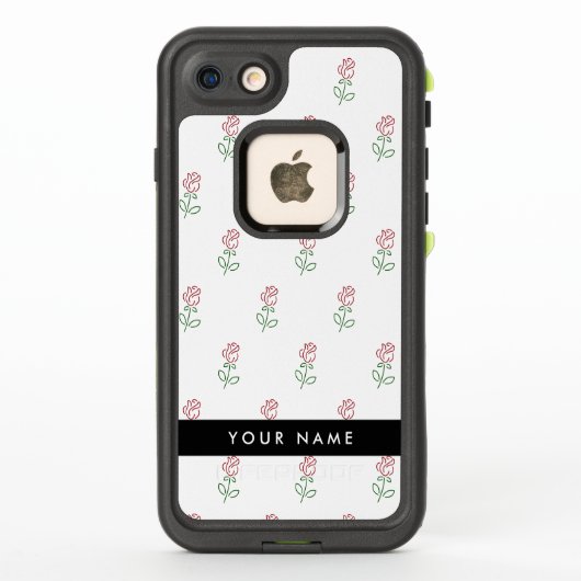 バラの模様 赤い薔薇 あなたの名前 LifeProof iPhoneケース (裏面)