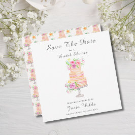 バラの水彩ウェディングシャワーケーキ セーブザデート