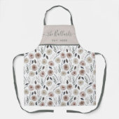 バラの水彩フラワーオールプリントエプロン エプロン (正面)