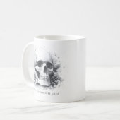バラの水彩画のドクロ コーヒーマグカップ (正面左)
