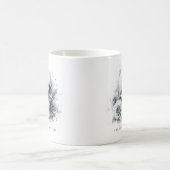 バラの水彩画のドクロ コーヒーマグカップ (中央)