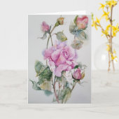 バラの水彩画 カード (黄色い花)