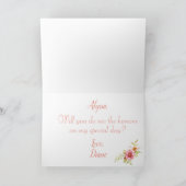 バラの水彩私の花嫁になってくれるか?カード カード (内部)
