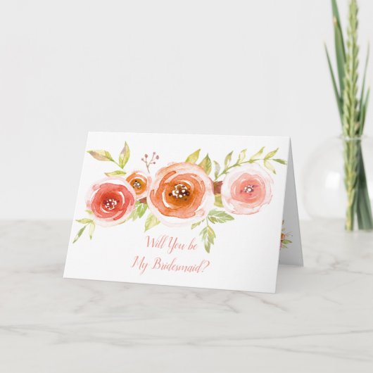 バラの水彩私の花嫁になってくれるか?カード カード (正面)