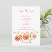 バラの水彩花の結婚式のSave The Date 招待状 (スタンド正面)