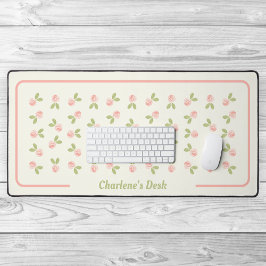 バラの水彩 – アリシアの赤 – ピンク デスクマット