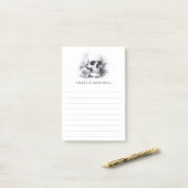 バラの水色が並絵を描んだスカル ポストイット (デスク上)