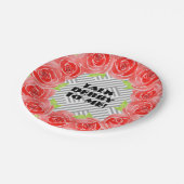 バラの白黒ストライプが私にダービーを話す ペーパープレート (アングル)