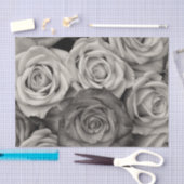 バラの白黒デコページ 薄葉紙 (クラフト)