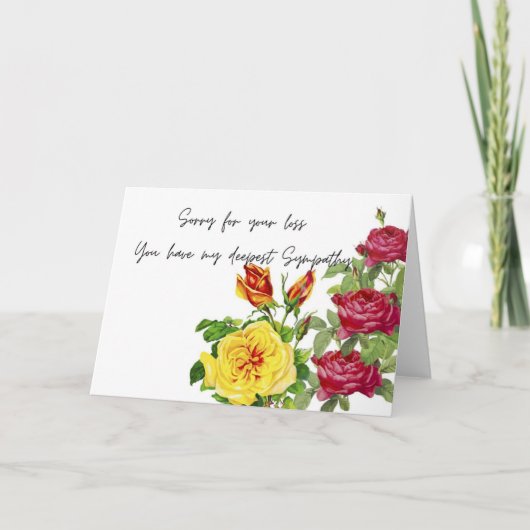 バラの紛失を申し訳なく思う、悔やみや弔慰カード シーズンカード (正面)