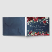 バラの結婚ネイビーブルーのアーバー ゲストブック (全面)