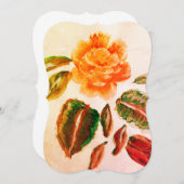 バラの結婚式のカード 招待状 (正面/裏面)