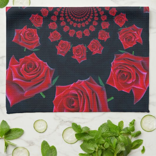 バラの美しい:フローラファンタジー カスタマイズ キッチンタオル (折り畳み)