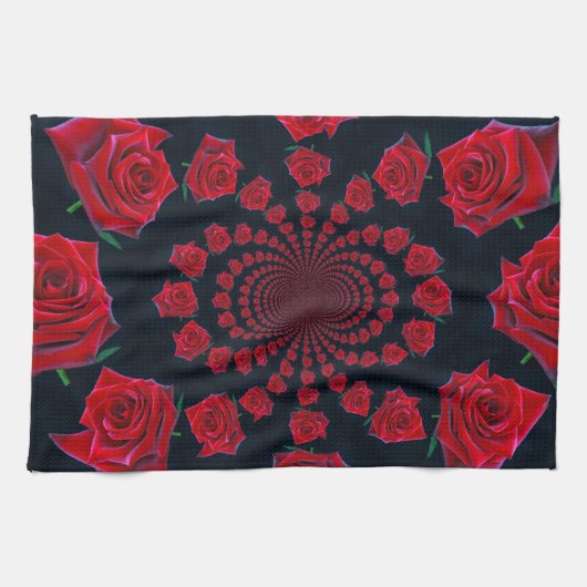 バラの美しい:フローラファンタジー カスタマイズ キッチンタオル (横)
