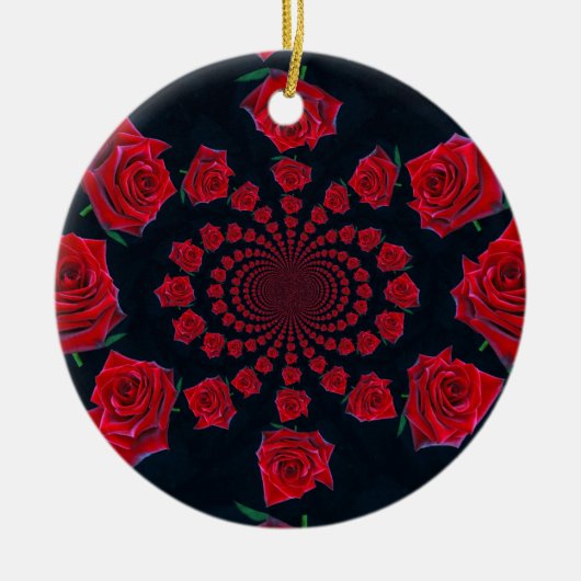 バラの美しい:フローラファンタジー セラミックオーナメント (正面)