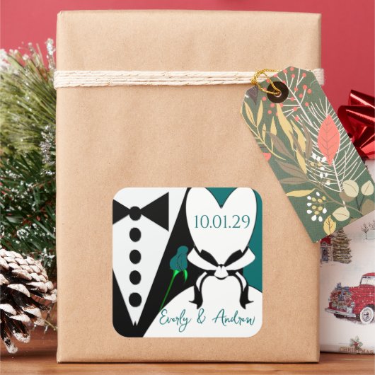 バラの色をイベントに合わせて変更! スクエアシール (クリスマス)