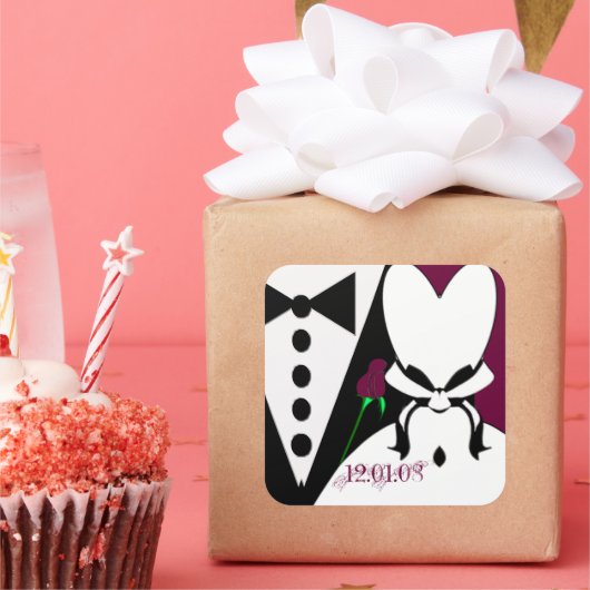 バラの色をイベントに合わせて変更! スクエアシール (パーティー)