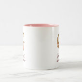 バラの花とゴールドのイニシャルGモノグラム ツートーンマグカップ (中央)
