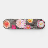 バラの花と木の樹皮スケートボード スケートボード (横)