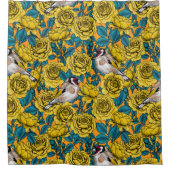 バラの花と金魚 シャワーカーテン (正面)