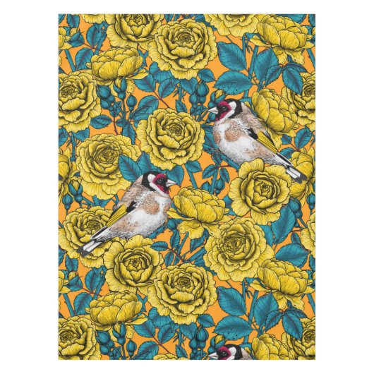 バラの花と金魚 テーブルクロス (正面)