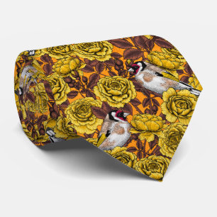 バラの花と金魚 ネクタイ
